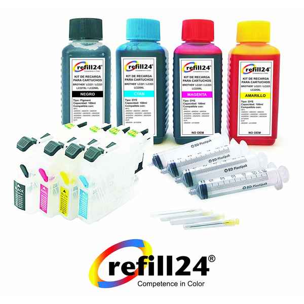 Blekk til påfyllingspatroner Brother Refill24 (4 x 100 ml) (Refurbished A+)