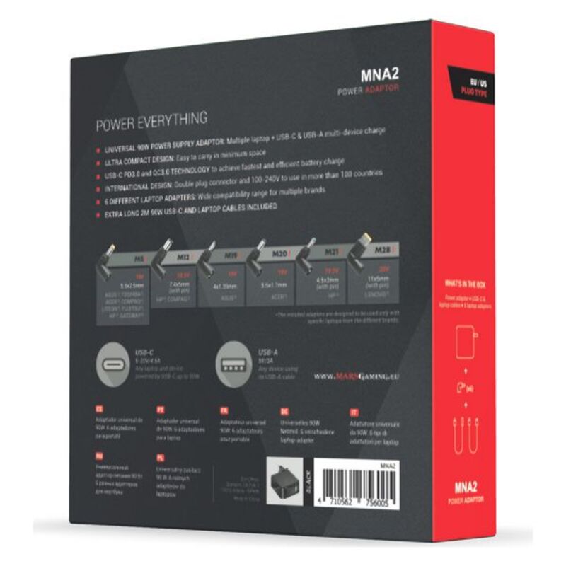 Lader til Bærbar Datamaskin Mars Gaming MNA2 Svart 90W