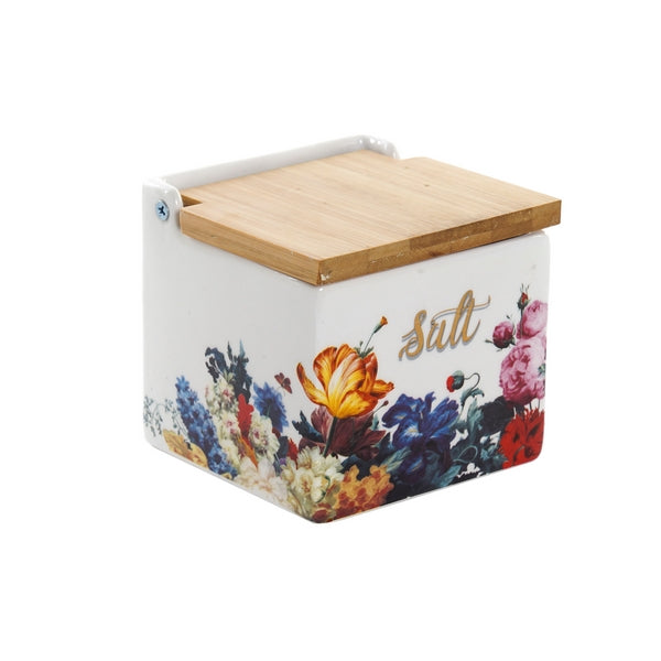 Saltbøsse med Lokk DKD Home Decor Bambus (11 x 11 x 11 cm)