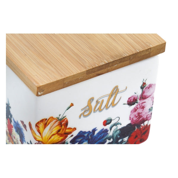 Saltbøsse med Lokk DKD Home Decor Bambus (11 x 11 x 11 cm)