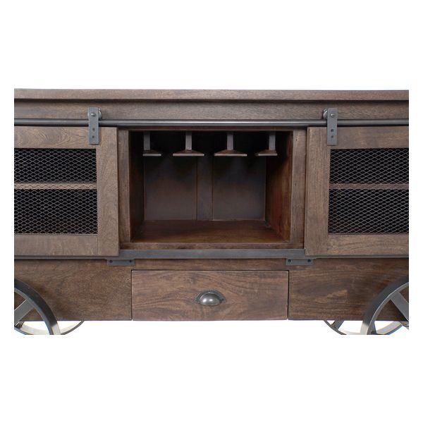 Flaskestativ DKD Home Decor Bottles India Med hjul Treverk av mangotre (172 x 50 x 90 cm)