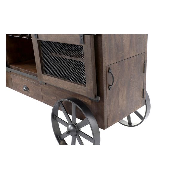 Flaskestativ DKD Home Decor Bottles India Med hjul Treverk av mangotre (172 x 50 x 90 cm)