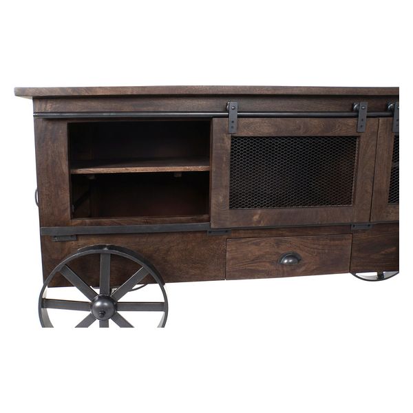 Flaskestativ DKD Home Decor Bottles India Med hjul Treverk av mangotre (172 x 50 x 90 cm)