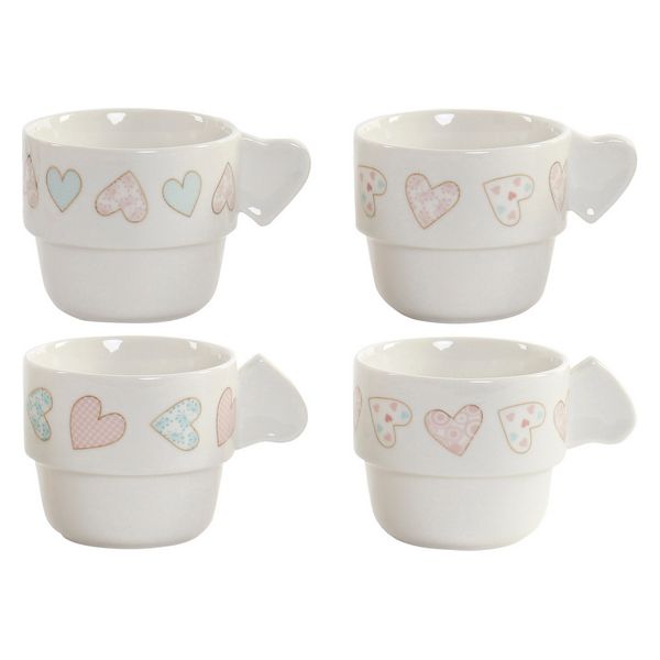 Delers Kaffekoppsett DKD Home Decor Hjerter (200 ml) (4 pcs)