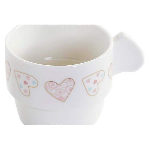 Delers Kaffekoppsett DKD Home Decor Hjerter (200 ml) (4 pcs)