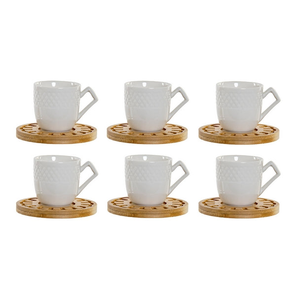 6 Delers Kaffekoppsett DKD Home Decor Bambus Porselen (90 ml) (6 pcs)