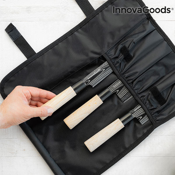 Sett med Japanske Kniver med Bæretrekk Damas·q InnovaGoods 4 Deler