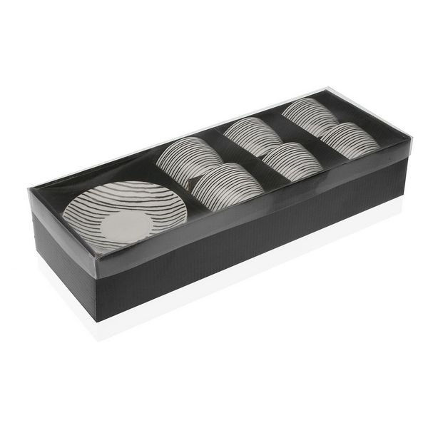 Sett med 6 Kopper med Tallerken Black Line