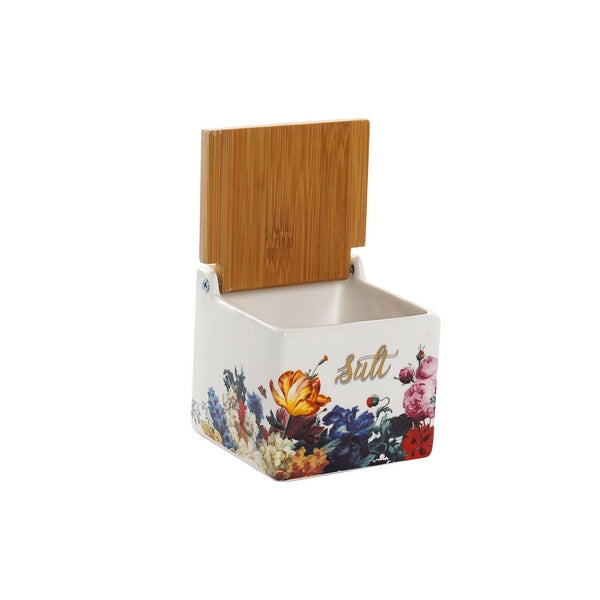 Saltbøsse med Lokk DKD Home Decor Bambus (11 x 11 x 11 cm)