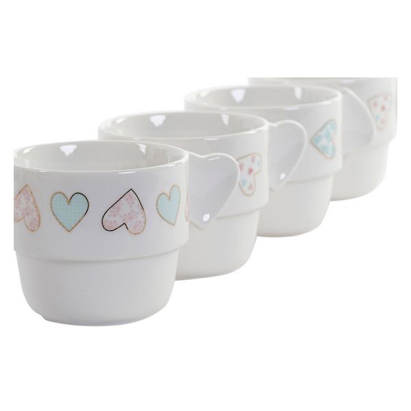 Delers Kaffekoppsett DKD Home Decor Hjerter (200 ml) (4 pcs)