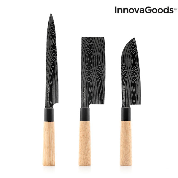 Sett med Japanske Kniver med Bæretrekk Damas·q InnovaGoods 4 Deler