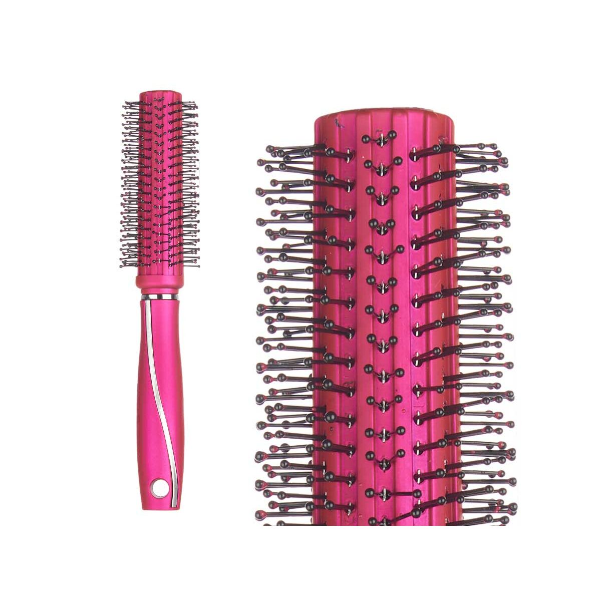 Round Brush Fuchsia Silicone Plastic (12 Units)