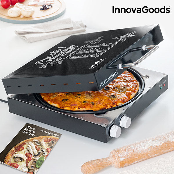 InnovaGoods Svart Elektrisk Pizza Komfyr med Presto! Oppskriftsbok 1200W