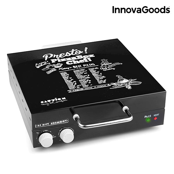 InnovaGoods Svart Elektrisk Pizza Komfyr med Presto! Oppskriftsbok 1200W