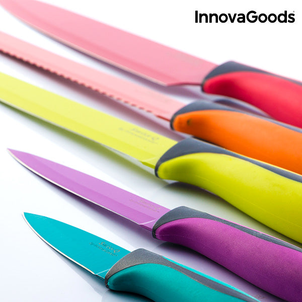 InnovaGoods Swiss·Q Fashion Keramiske Belagte Kniver og Sakssett (6 Stk)