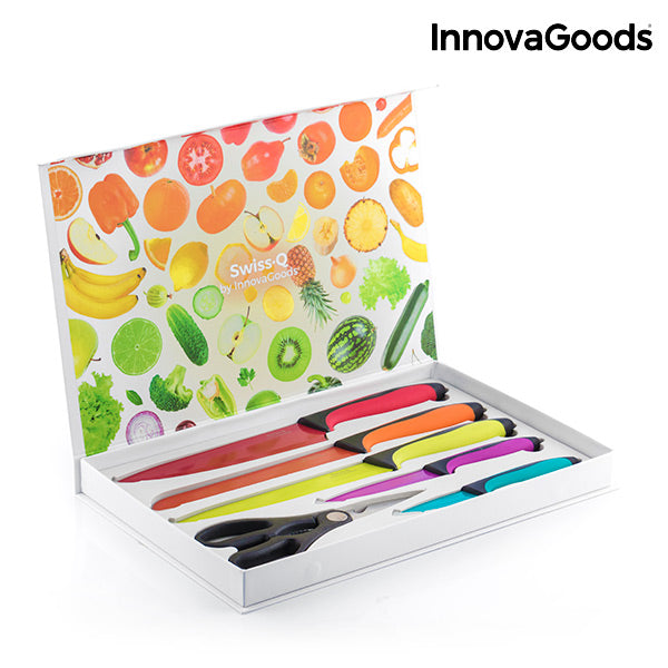 InnovaGoods Swiss·Q Fashion Keramiske Belagte Kniver og Sakssett (6 Stk)